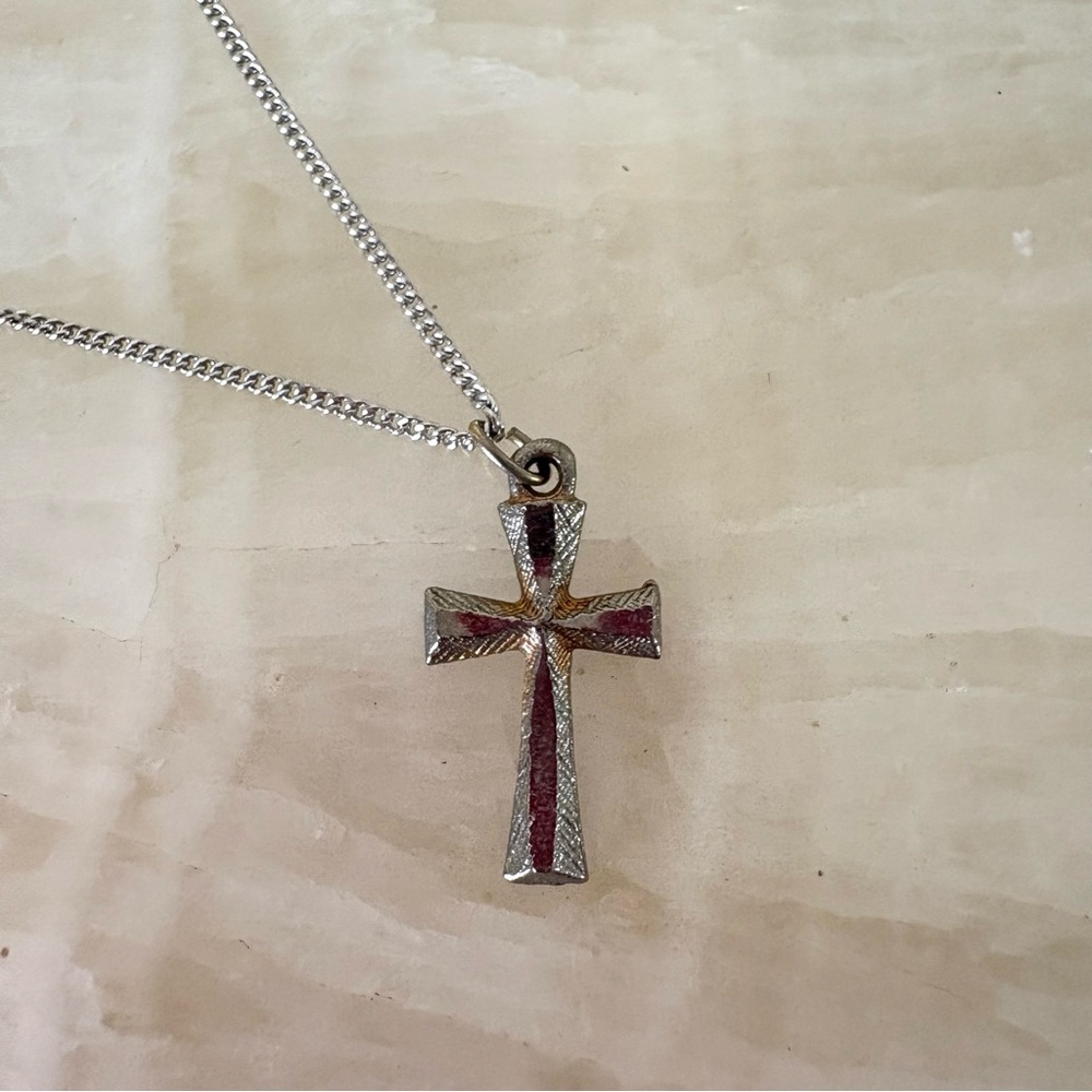 Vintage silver small cross pendant unisex mens women’s gothic
